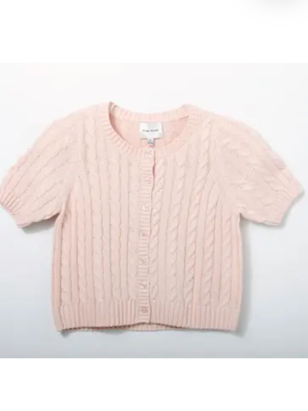 NWT Pink Rose Light Pink Cable Knit Short Sleeve Cardigan S & L